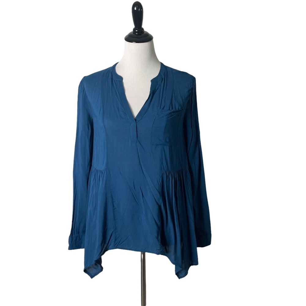 NWT MAEVE size 12 Teal Blue Laiken V-Neck Tunic Top Asymmetrical